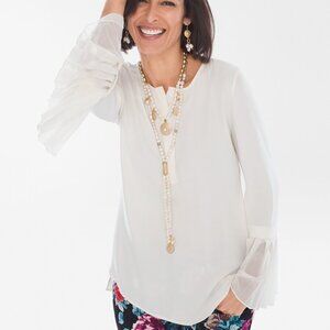 #Bundle & Save# Chico's White Ruffle Sleeve Blouse
